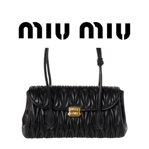MIU MIU 바케트 마테라쎄 가죽 숄더 백