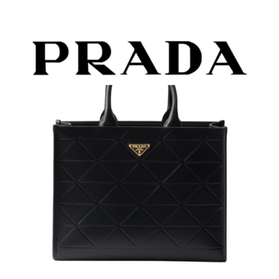 PRADA 탑 스티칭 미디엄 가죽 심볼백