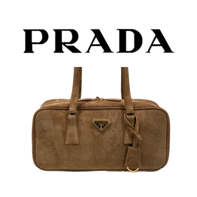 PRADA 미디엄 스웨이드 가죽 탑 핸들백