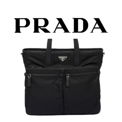 PRADA 리나일론 사피아노 가죽 토트백