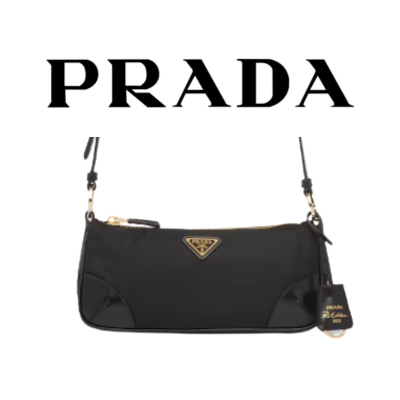 PRADA 리에디션 2002 리나일론 브러시드 가죽 숄더백