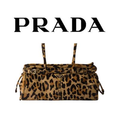 PRADA 미디엄 프린티드 가죽 핸드백