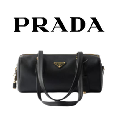 PRADA 미디엄 가죽 탑 핸들 백
