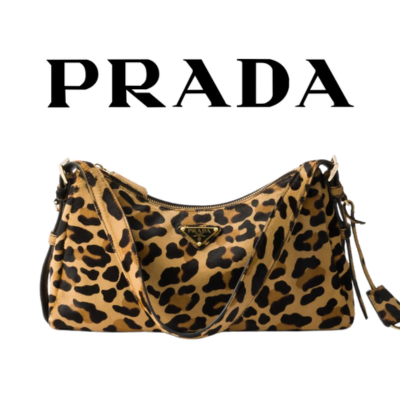 PRADA 에메 라지 프린티드 가죽 숄더 백