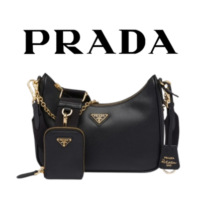 PRADA 리에디션 2005 플레인 레더 호보백