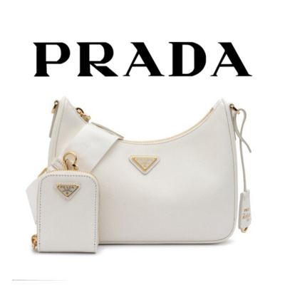 PRADA 리에디션 2005 플레인 레더 호보백