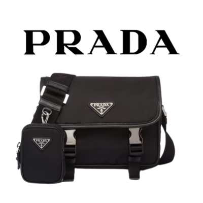 PRADA 리나일론 사피아노 가죽 숄더백