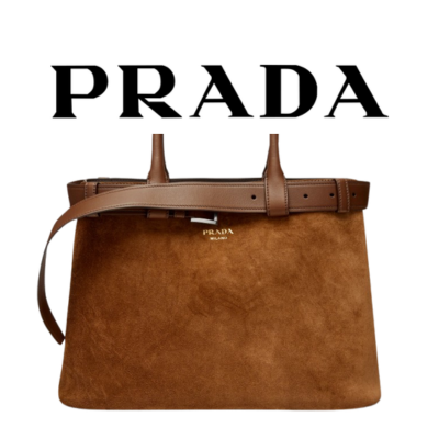 PRADA 라지 스웨이드 버클 백