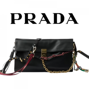 PRADA 참 소프트 사운드 가죽 라지 숄더백
