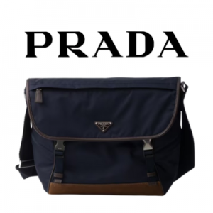 PRADA 라지 리나일론 가죽 숄더백