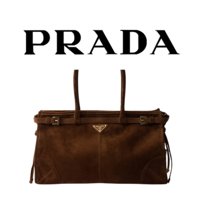 PRADA 보니 라지 스웨이드 핸드백