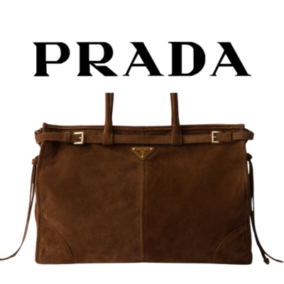 PRADA 보니 엑스트라 라지 스웨이드 핸드백