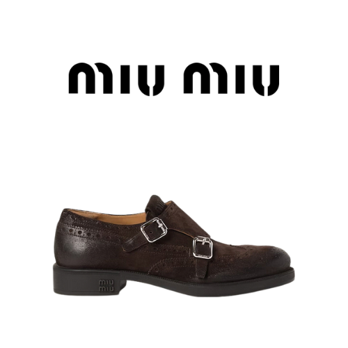 Miu Miu x Church's 스웨이드 더블 버클 브로그