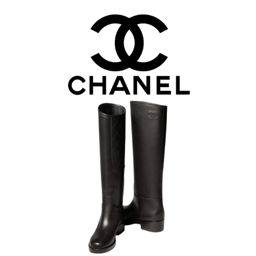 CHANEL 센티드 카프스킨 위드 체크 부츠