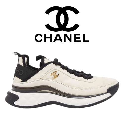 CHANEL 스웨이드 믹스드파이버 스니커즈 화이트