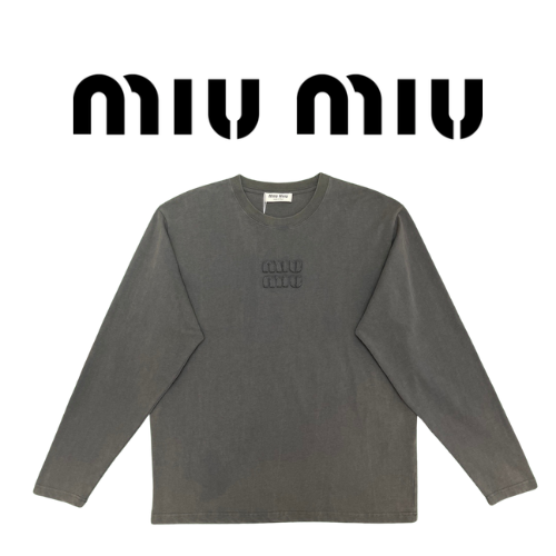 [남녀공용] MIU MIU 롱 슬리브 크루넥 긴팔 티셔츠