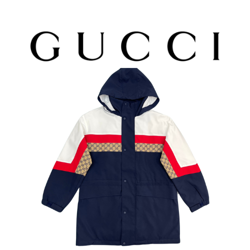 [남녀공용] GUCCI 블록 컬러 스탠드 업 카라 후드 코트