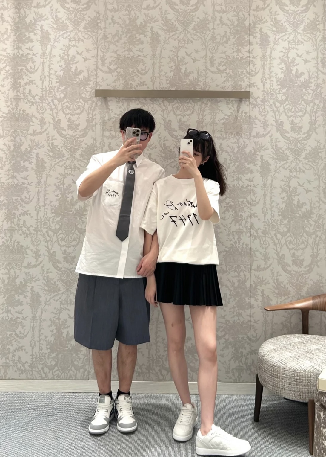 [남녀공용] DIOR 쇼트 슬리브 패턴 코튼 티셔츠