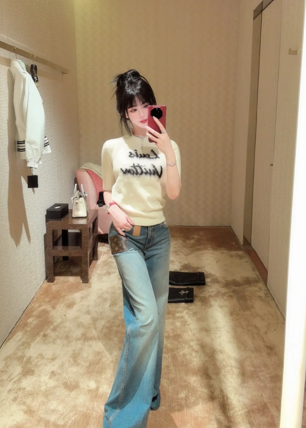 [WOMEN] Louis Vuitton LV 브러시드 니트 쇼트 슬리브