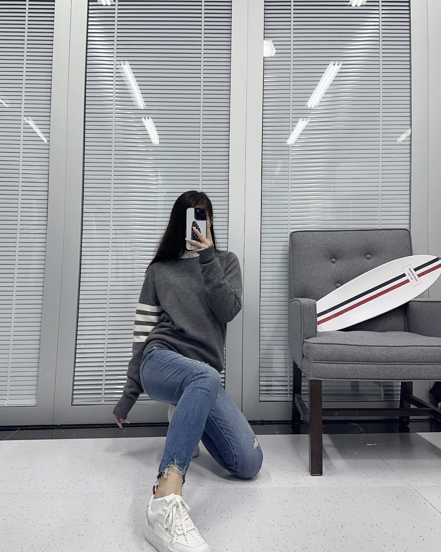 [남녀공용] Thom Browne 4bar 캐시미어 니트웨어