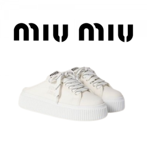 MIU MIU 25ss 데님 플랫폼 캔버스 뮬