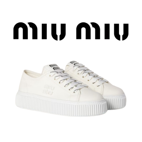 MIU MIU 25ss 데님 플랫폼 캔버스 스니커즈