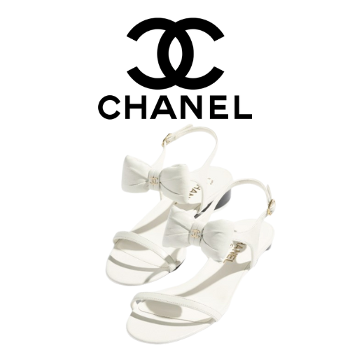 CHANEL 25P 보우 블록 힐 샌들