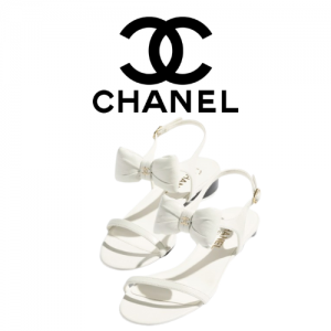 CHANEL 25P 보우 블록 힐 샌들