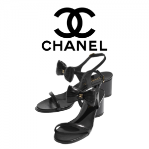 CHANEL 25P 보우 블록 힐 샌들