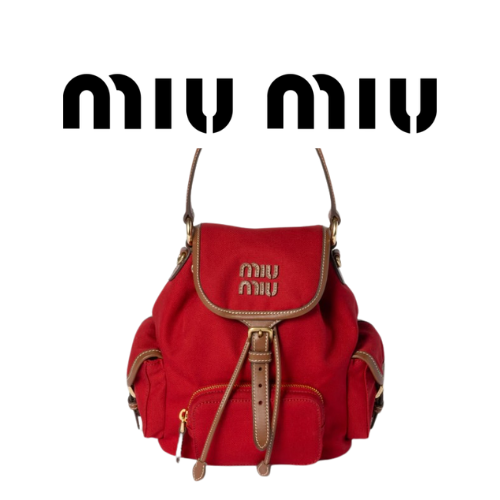 MIU MIU 스몰 캔버스 가죽 백팩