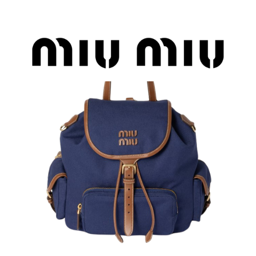 MIU MIU 캔버스 가죽 백팩