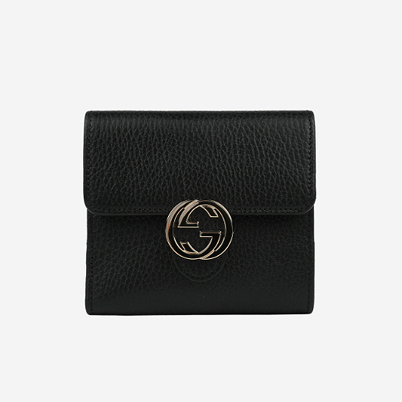 GUCCI_GG 인터로킹 플랩 반지갑 블랙_615525 CA00G 1000