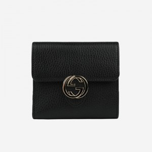 GUCCI_GG 인터로킹 플랩 반지갑 블랙_615525 CA00G 1000