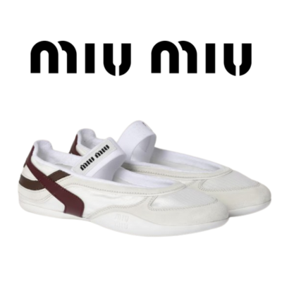 MIU MIU 김나지움 테크니컬 스웨이드 발레리나