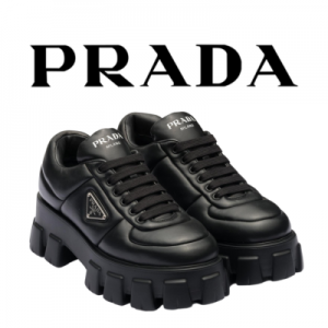 PRADA 소프트 패딩 나파 가죽 레이스업 슈즈