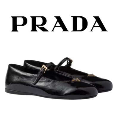 PRADA 나플락 페이턴트 가죽 발레리나