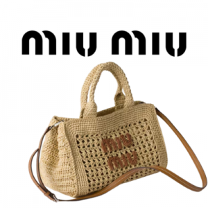 MIU MIU 라피아 우븐 핸드백