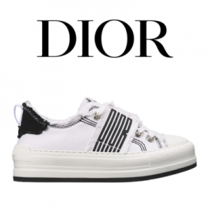 DIOR 프린지드 코튼 캔버스 그래픽 모티프 플랫폼 스니커즈