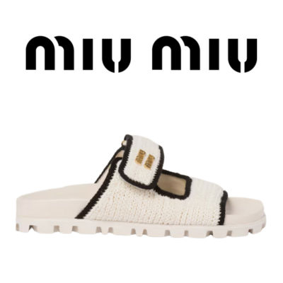 [225~260] MIU MIU 크로셰 니트 슬라이드