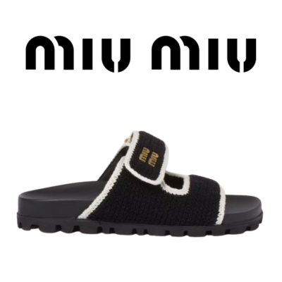 [225~260] MIU MIU 크로셰 니트 슬라이드