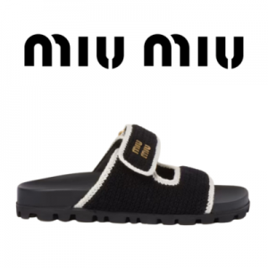 [225~260] MIU MIU 크로셰 니트 슬라이드