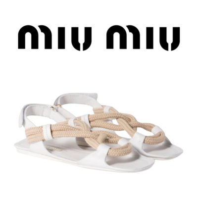 [225~260] MIU MIU 플랫 코드 샌들