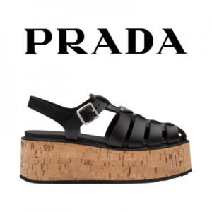 [225~260] PRADA 러버 웨지 플렛폼 샌들