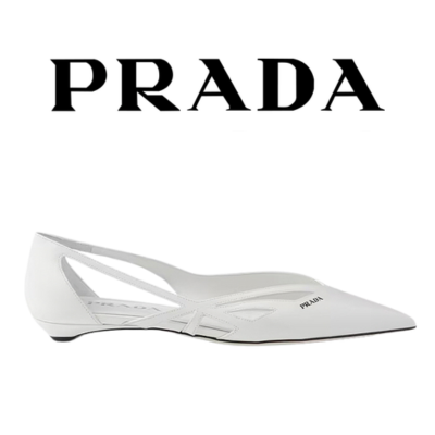 [225~255] PRADA 브러시드 레더 컷아웃 발레리나 슈즈