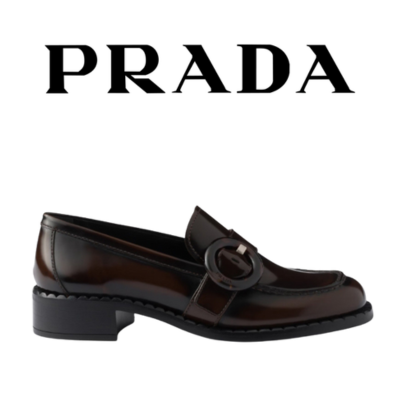 [225~265] PRADA 브러시드 가죽 로퍼