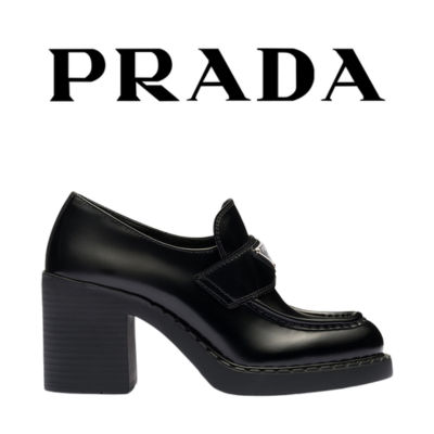 [225~255] PRADA 초콜릿 브러시드 레더 로퍼