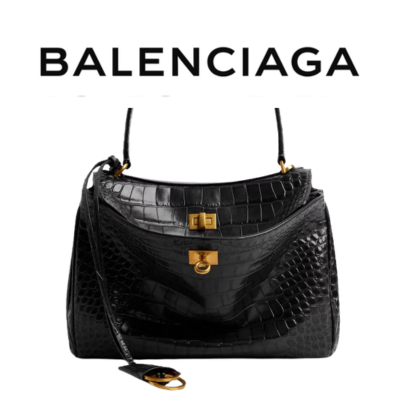 BALENCIAGA 크로커다일 로데오 스몰 핸드백_블랙 골드