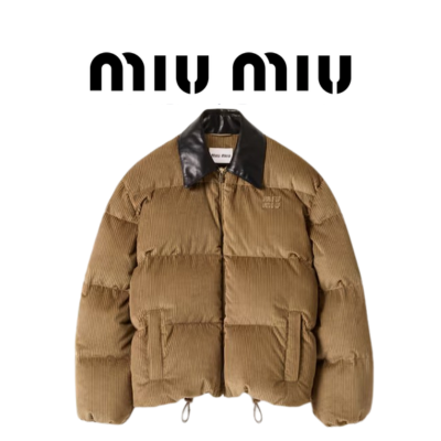 [WOMEN] MIU MIU 코듀로이 나파 가죽 다운 자켓